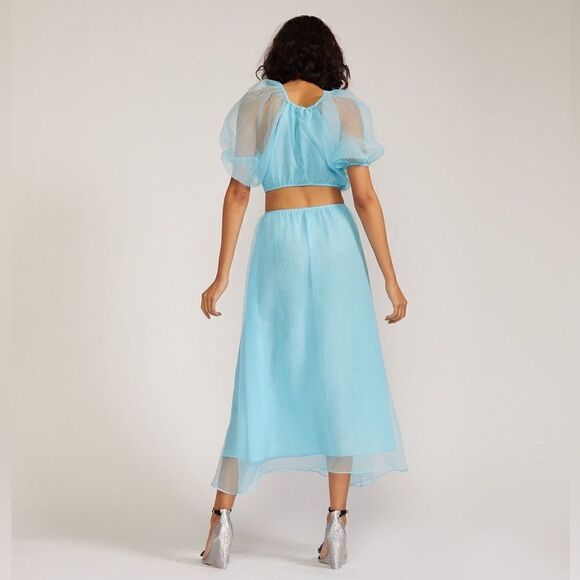 NWT Cynthia Rowley Clara Midi Blue Dress Organza Size S - Picture 6 of 15